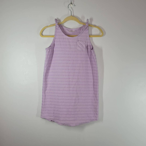 Hanna Andersson Kids Girls Striped Cotton Tie Straps Dress Purple White Size 10 - Picture 1 of 5